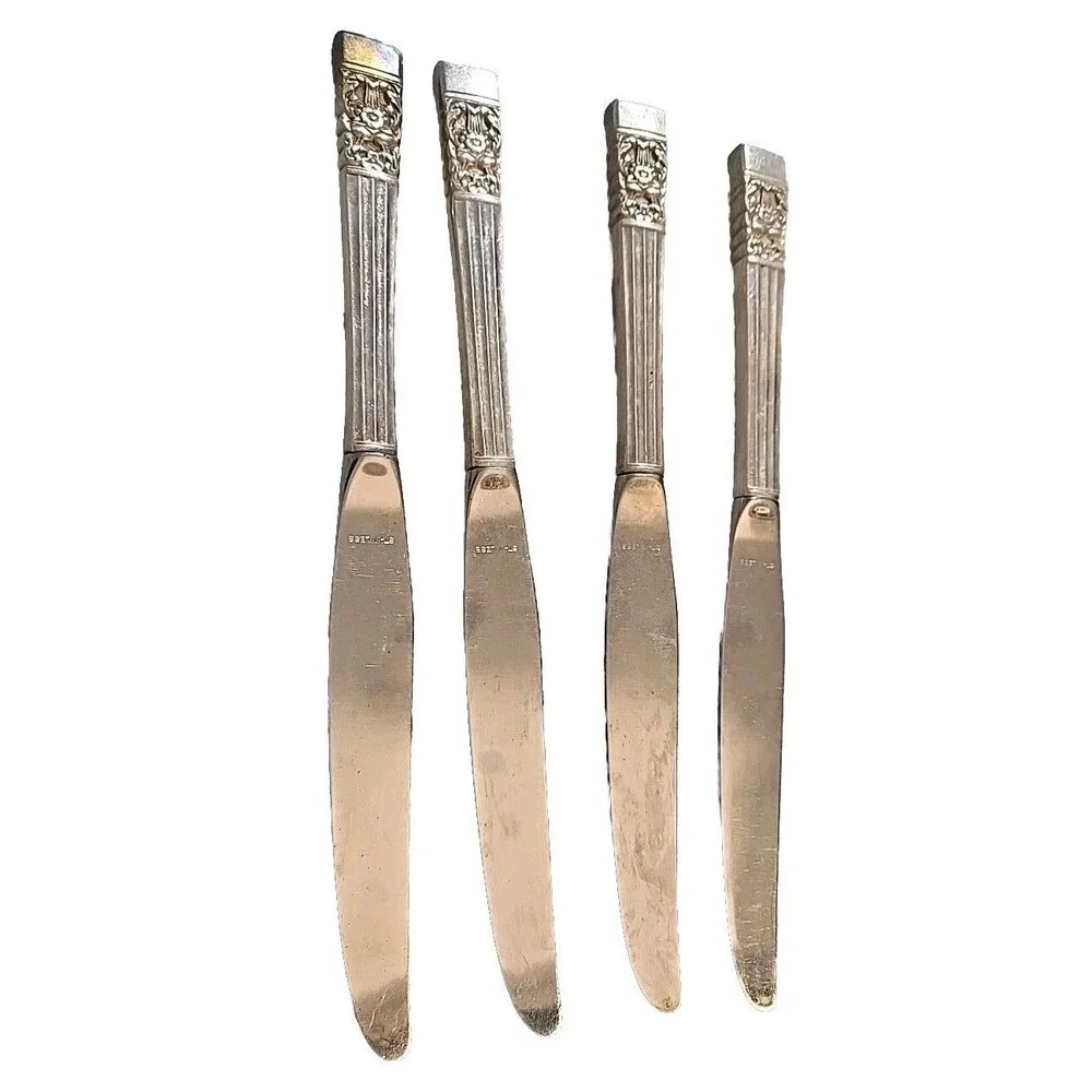 Oneida Community Silver Plate Coronation Dinner Knives Knife 1936 Set Of 4